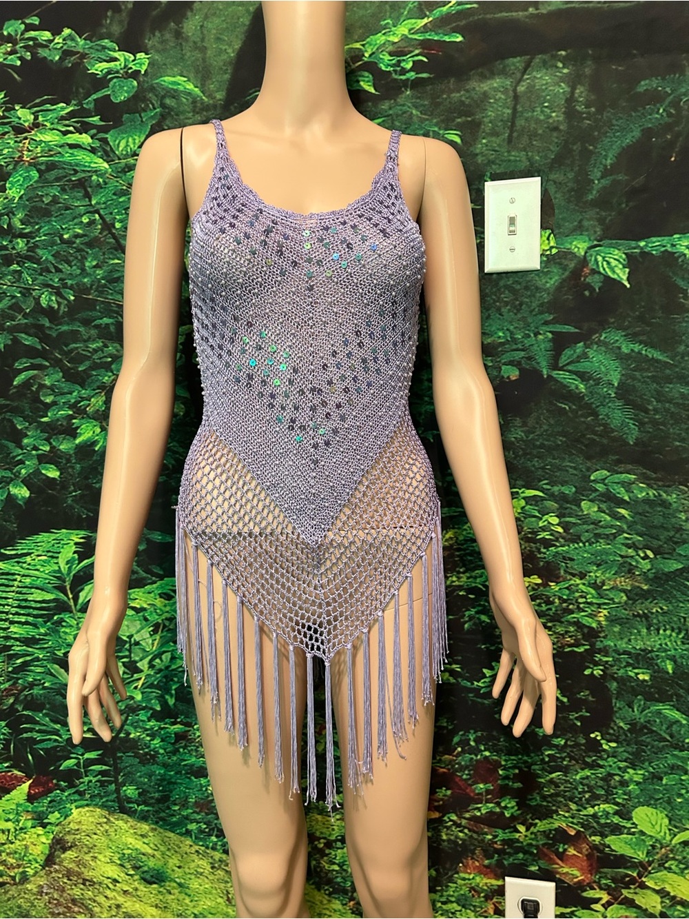 Lavender Crochet Fringe Bodysuit Swim Cover-Up - Women Intimates & Sleepwear